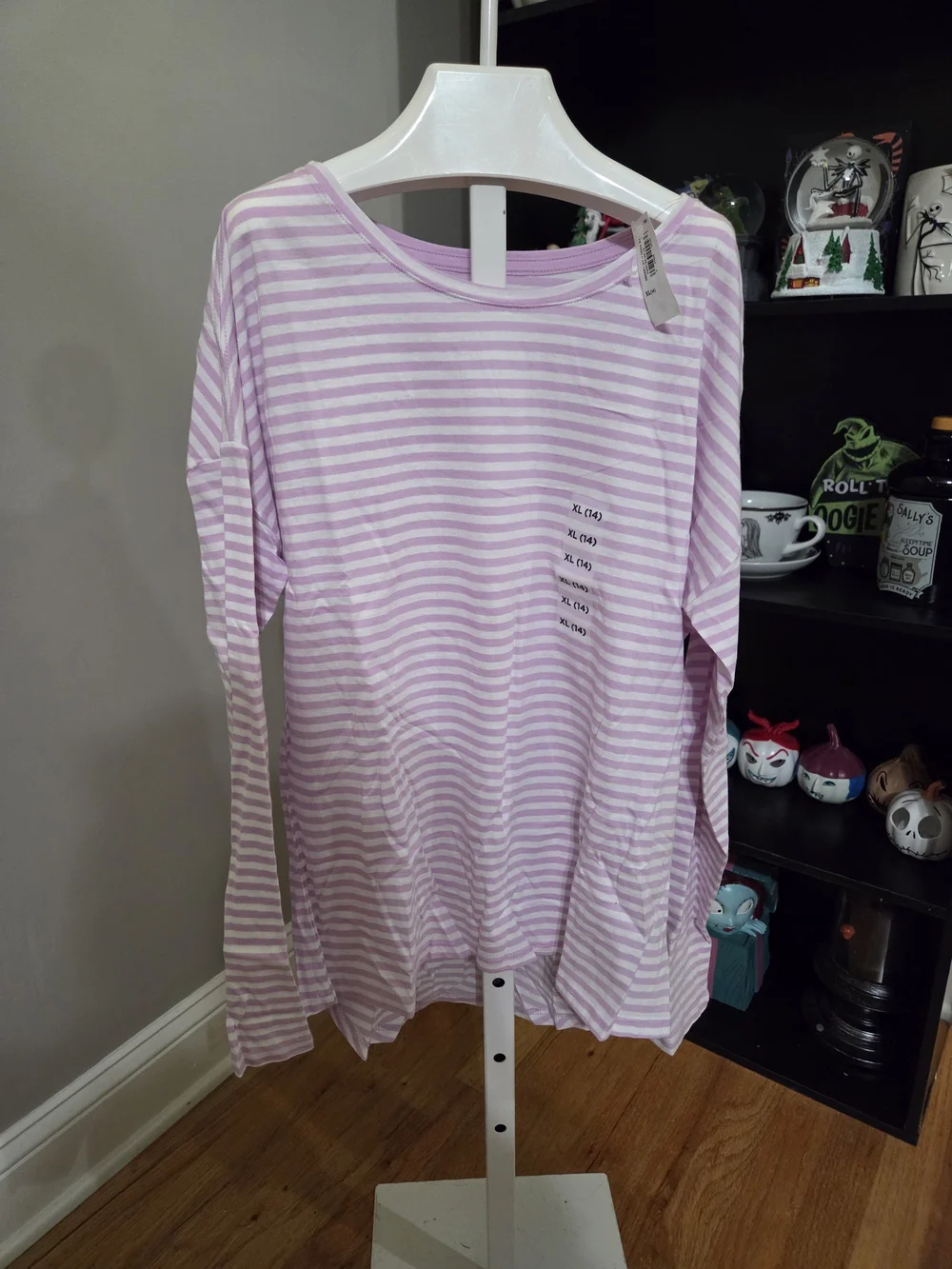 Old Navy Lilac and White Striped Long Sleeve Tee